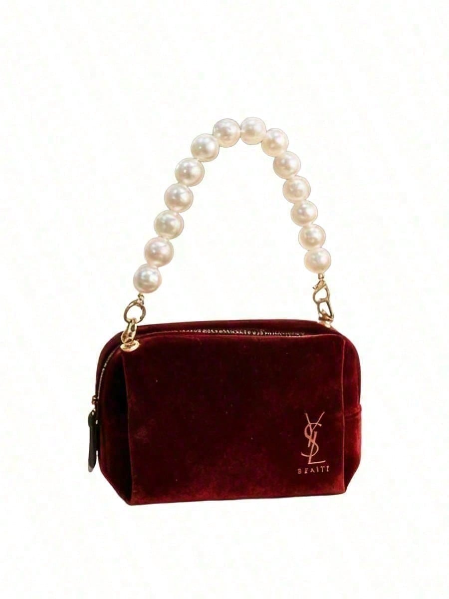 Women'S Ysl Bags Tote - YSL Wine‑Red Velvet Cosmetic Bag Handmade