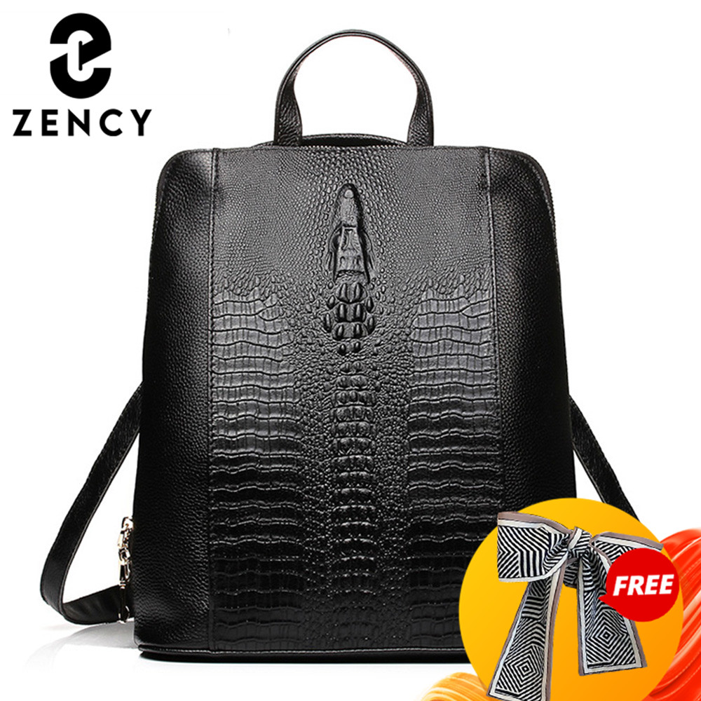 Mini Backpack Women - Zency Women's Crocodile Leather Backpack 100%