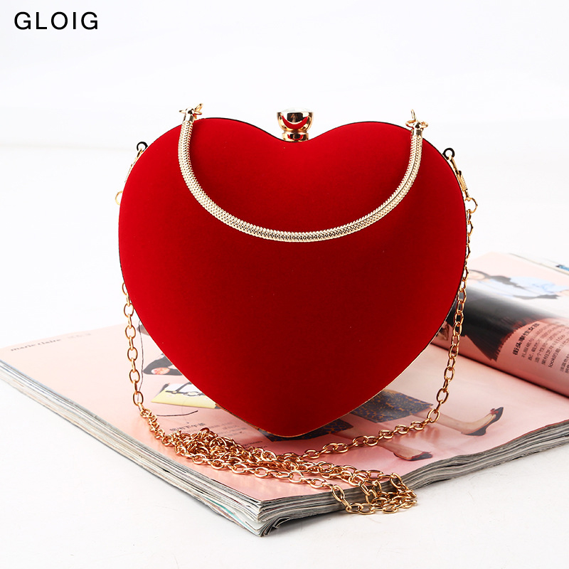 Red Heart Design Women Clutch  - Women Bags Golden ulasan dan harga