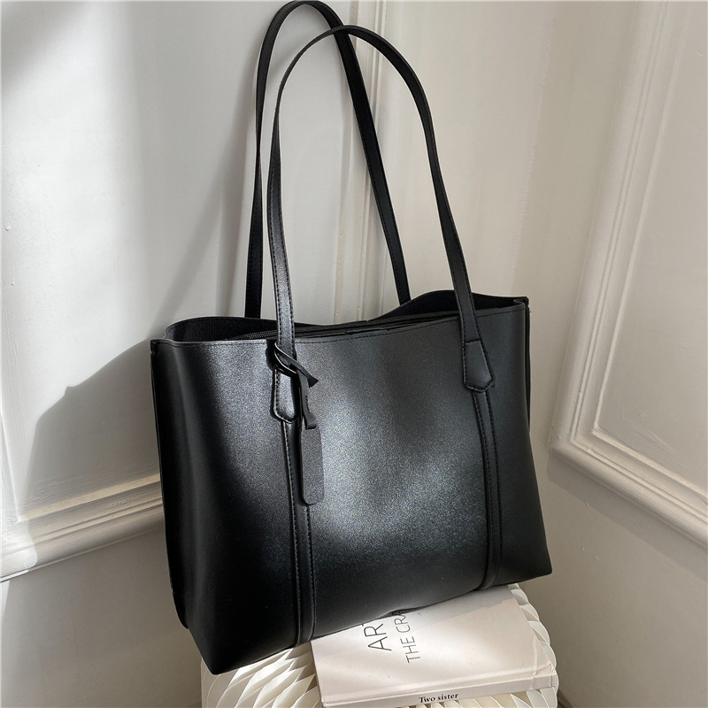 Classic Black Faux Leather Tot - Women Bags Work ulasan dan harga