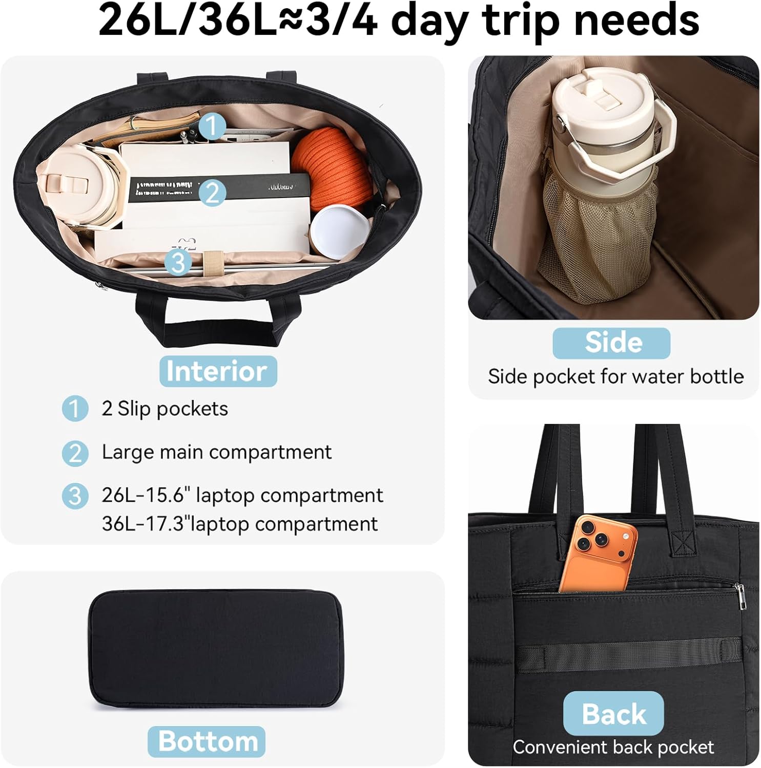 Puffer Tote Bag for Women, Lig - Women Bags Work ulasan dan harga