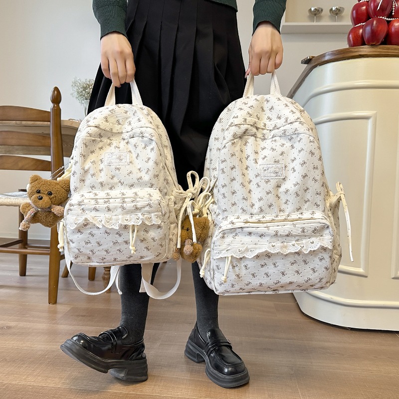 Winter Corduroy Backpack Bow-p - Women'S Young Bags ulasan dan harga