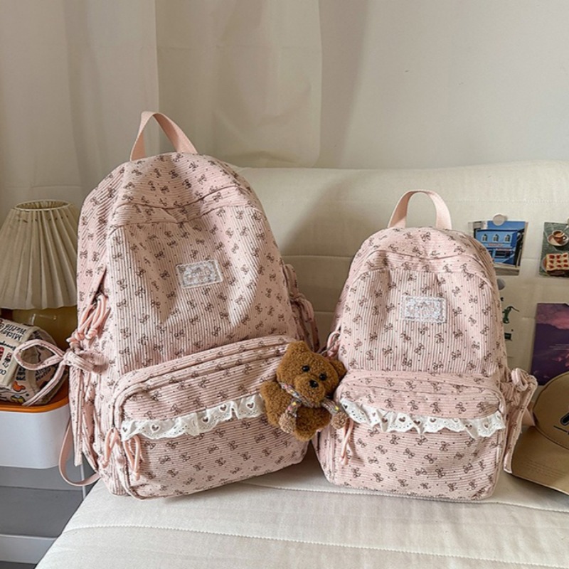 Winter Corduroy Backpack Bow-p - Women'S Young Bags ulasan dan harga
