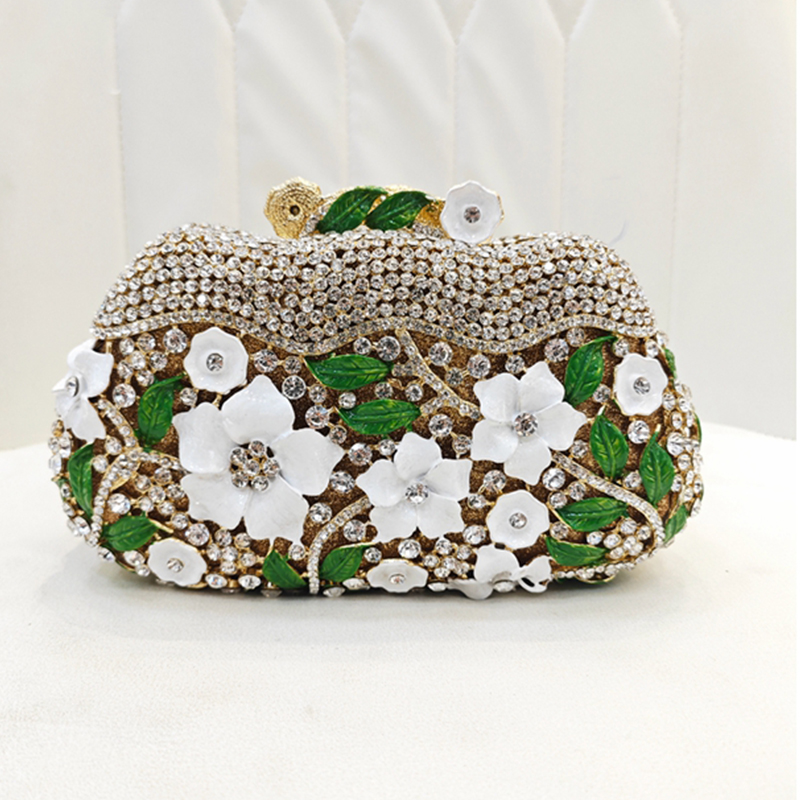 Gold Metal Flower Diamond Even - Women Bags Golden ulasan dan harga