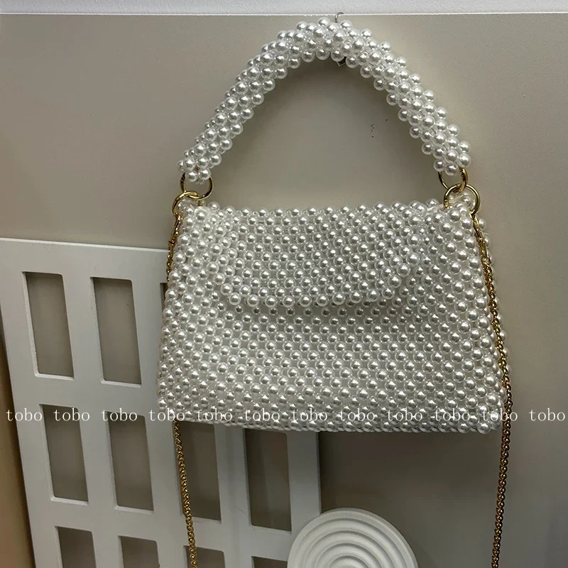 Ins Superlatives Pearl Bead Wa - Women Bags Golden ulasan dan harga