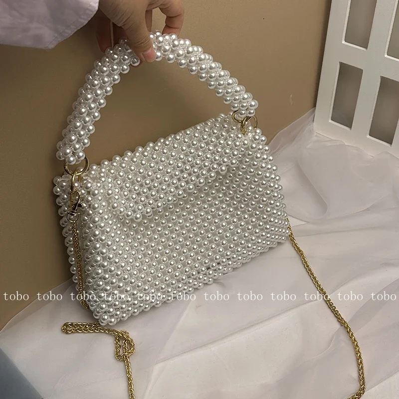 Ins Superlatives Pearl Bead Wa - Women Bags Golden ulasan dan harga