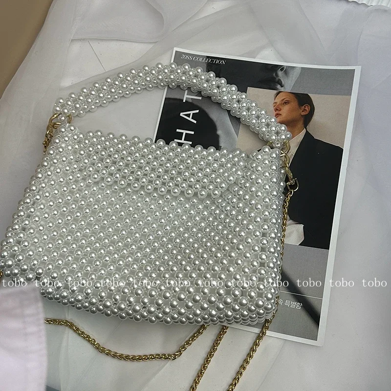 Ins Superlatives Pearl Bead Wa - Women Bags Golden ulasan dan harga